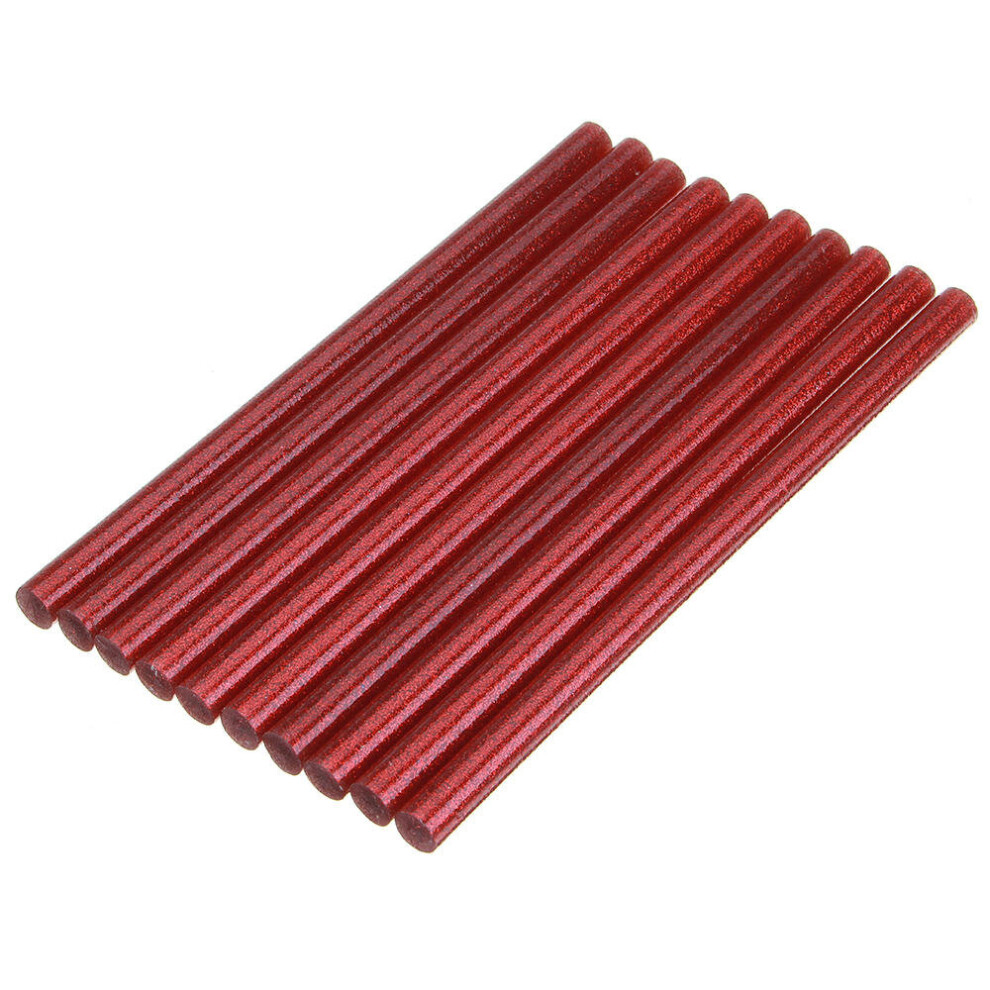 (Red) 10Pcs 11mmx200mm Colorful Glitter Hot Melt Glue Stick Colorant DIY Crafts Repair Model Adhesive Sticks