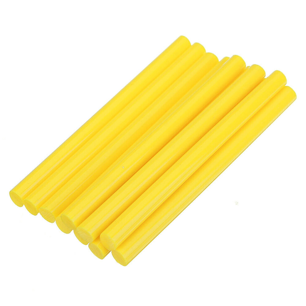 (Yellow) 10Pcs 7mmx100mm Colorful Hot Melt Glue Stick Colorant DIY Crafts Repair Model Adhesive Sticks