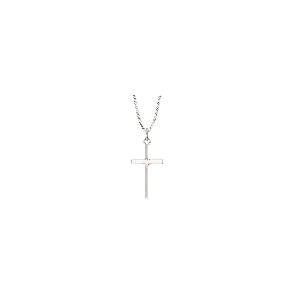 Aeon Jewellery Simple Cross Necklace - 925 Sterling Silver | Adjustable 16 - 18 Inch Chain | Plain Crucifix | Polishing Cloth Included | Gifts for