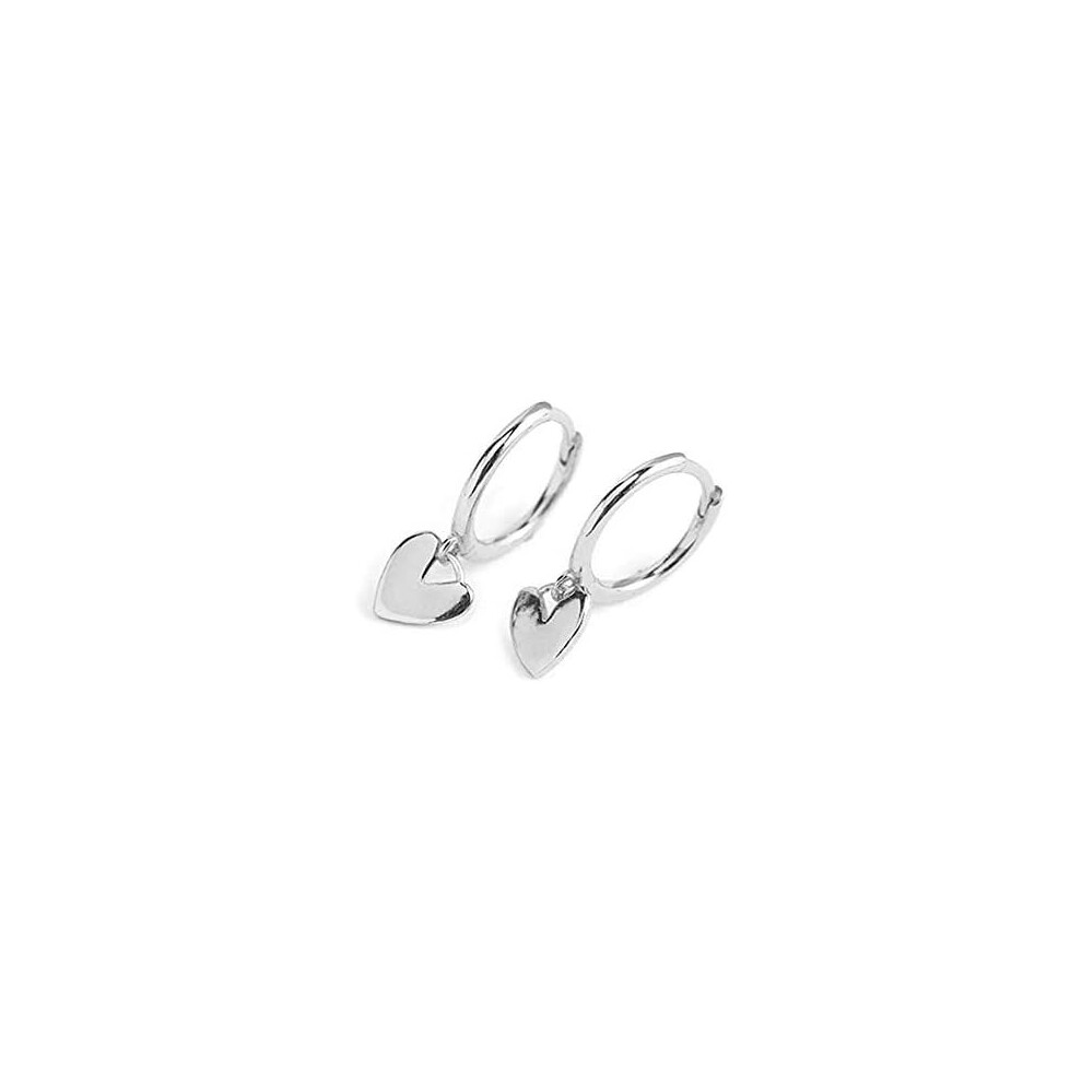 Cute Heart Love Dangle Drop Cartilage Small Huggie Hoop Earrings For Women Girls Minimalist S925 Sterling Silver Charm Dangling Cuff Sleeper Hoops