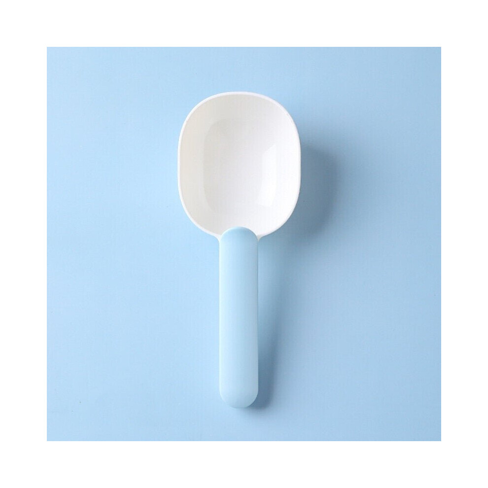 (White Blue) Multifunctional Pet Food Shovel Spoon Dog Cat Feeding Spoon Portable Pet Feed Supplies