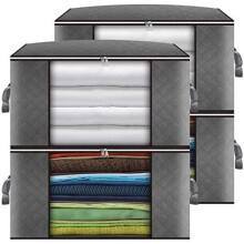 Clothes Storage Bag 4Pack 90L Large Capacity Solution Organizer for Clothes, Duvets, Comforters, Blankets, Bedding with Zip and Clear Window