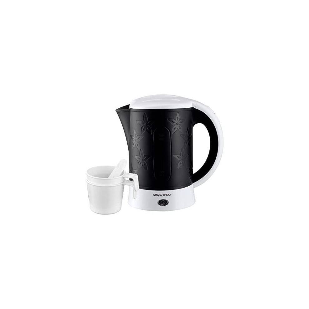 Aigostar Cooltravel 30MBA - Travel Electric Kettle, 650W, 0.6L Mini Water Pot, Auto Shut Off with Boil-Dry Protection, BPA Free, Includes 2 Cups and 2-image-OPC-P9R68V6-NEW