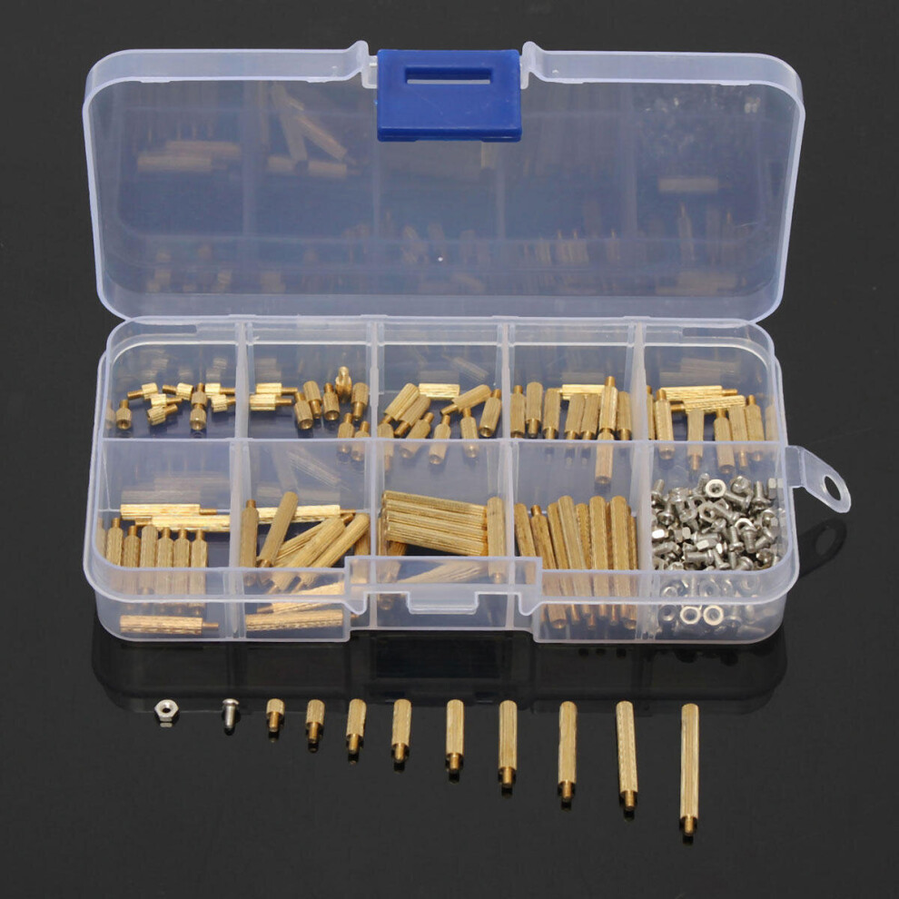 270Pcs M2 Male Female Knurled Brass Round Thread Column Standoff Spacer Pillar Pcb Board Assortment 3654657499747