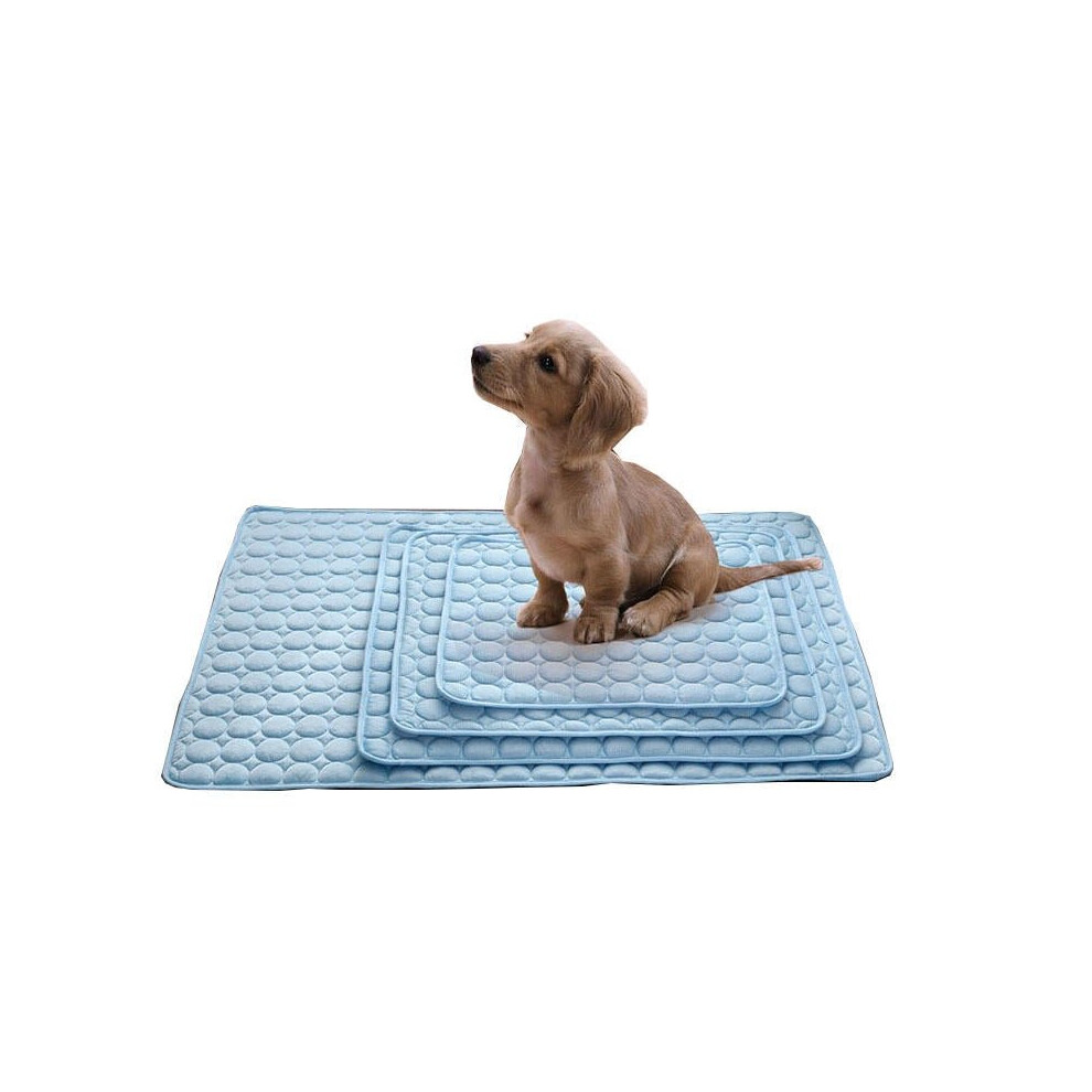 (Blue, L) Pet Dog Kitty Cooling Pet Bed Ice Pad Cushion Pet Soft Safety Pad cooling Cat Dog Mat