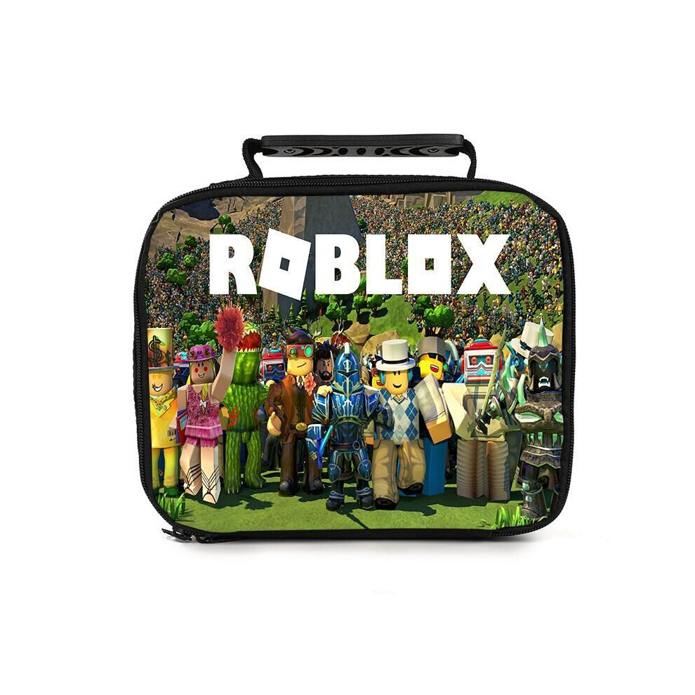 (Green) Roblox Portable Lunch Bag Student Printed Ice Bag Lunch Box Insulated Lunch Bag