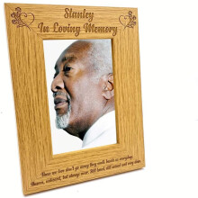 (4 x 6 Inch) ukgiftstoreonline Personalised In Loving Memory Photo Frame Oak wood finish