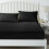 (Black, Double ) 25cm Fitted Sheet Bed Sheet For Mattress All Size 2