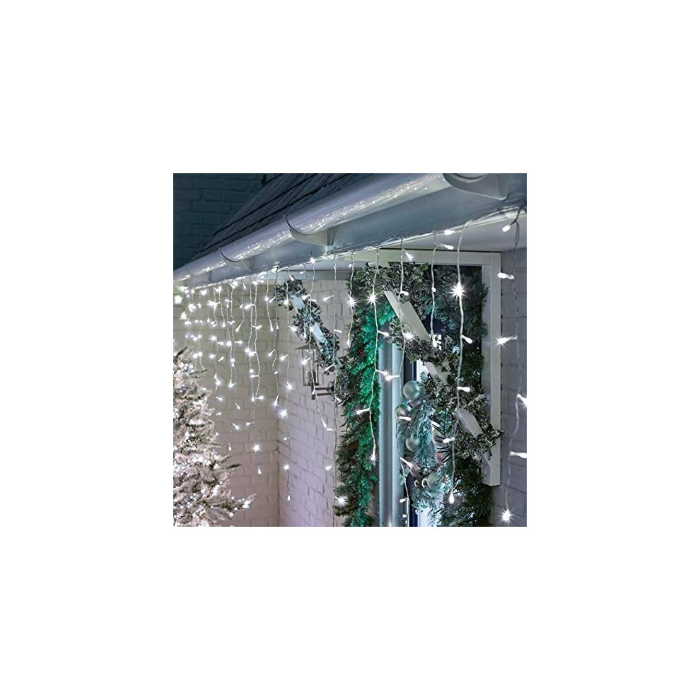 480 White LED Icicle Lights Timer Multi Speed Fairy 9.5M In or Outdoor
