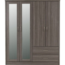 Lisbon 4 Door Wardrobe Black Wood Grain