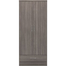 Nevada 2 Door 1 Drawer Wardrobe Black Wood Grain