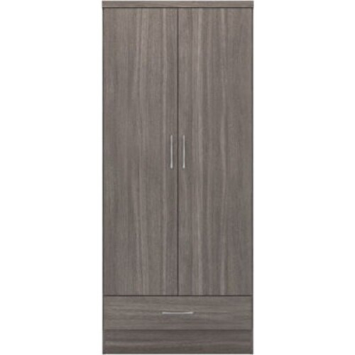 Nevada 2 Door 1 Drawer Wardrobe Black Wood Grain
