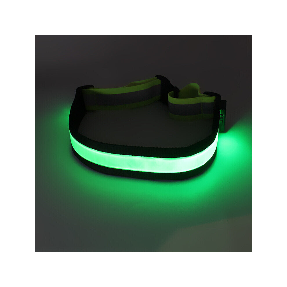 (Green) Flashing Belt USB Charging Reflective Warning light Luminous Cycling
