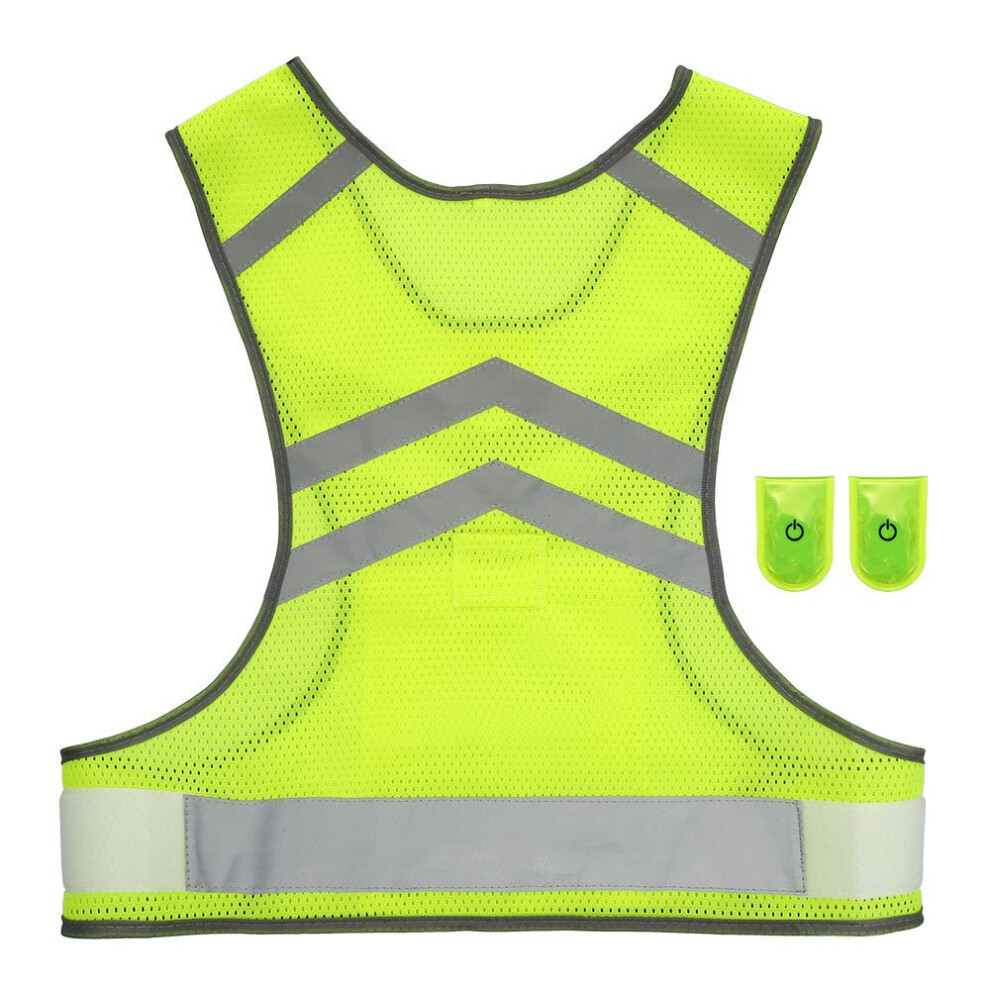 (2 Led, M) Outdoor Sports Running Reflective Vest Adjustable Lightweight Mesh Safety Gear