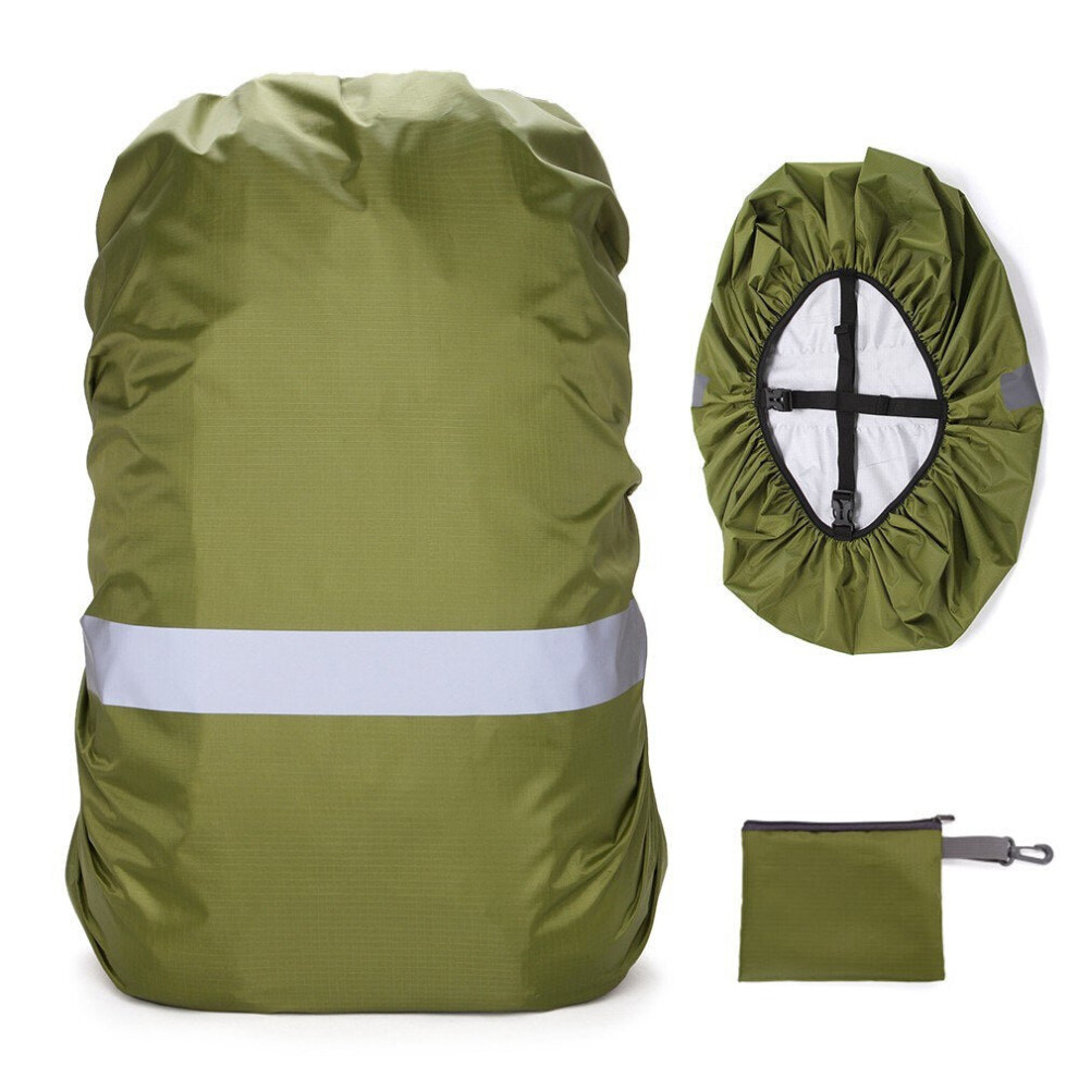 (Army Green, XS) Backpack Cover with Reflective Strip