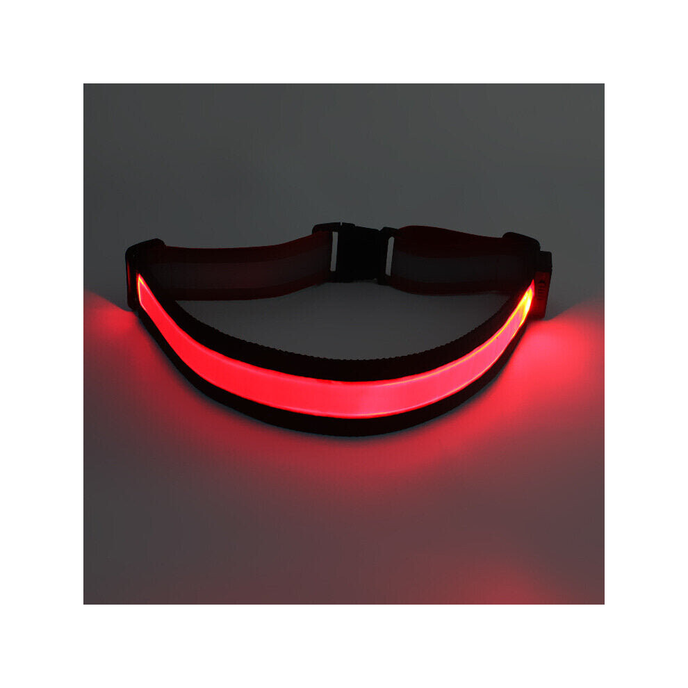 (Red) Flashing Belt USB Charging Reflective Warning light Luminous Cycling