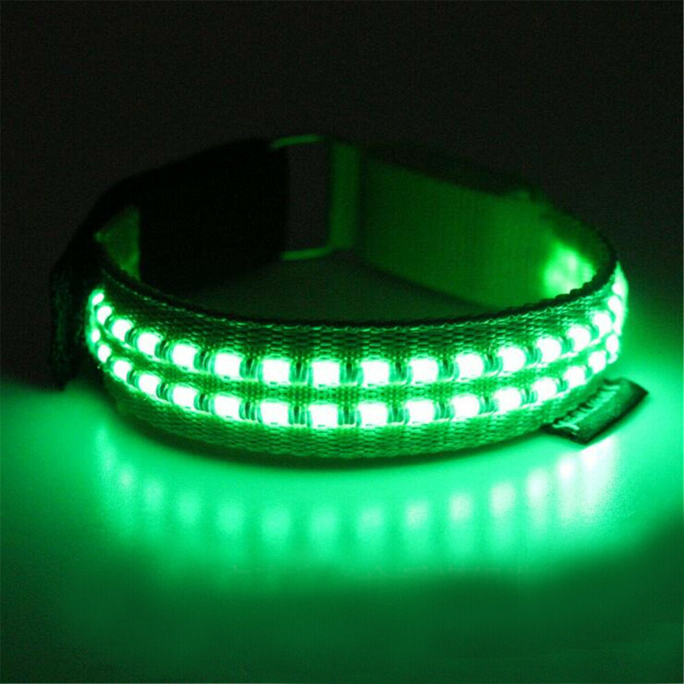 (Green) LED Signal Arm Slap Light Luminous Tape Adjustable Safety Night Running Warning Lamp