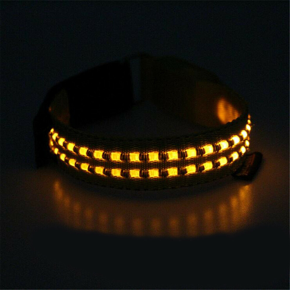 (Yellow) LED Signal Arm Slap Light Luminous Tape Adjustable Safety Night Running Warning Lamp