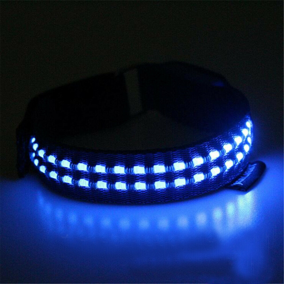 (Blue) LED Signal Arm Slap Light Luminous Tape Adjustable Safety Night Running Warning Lamp
