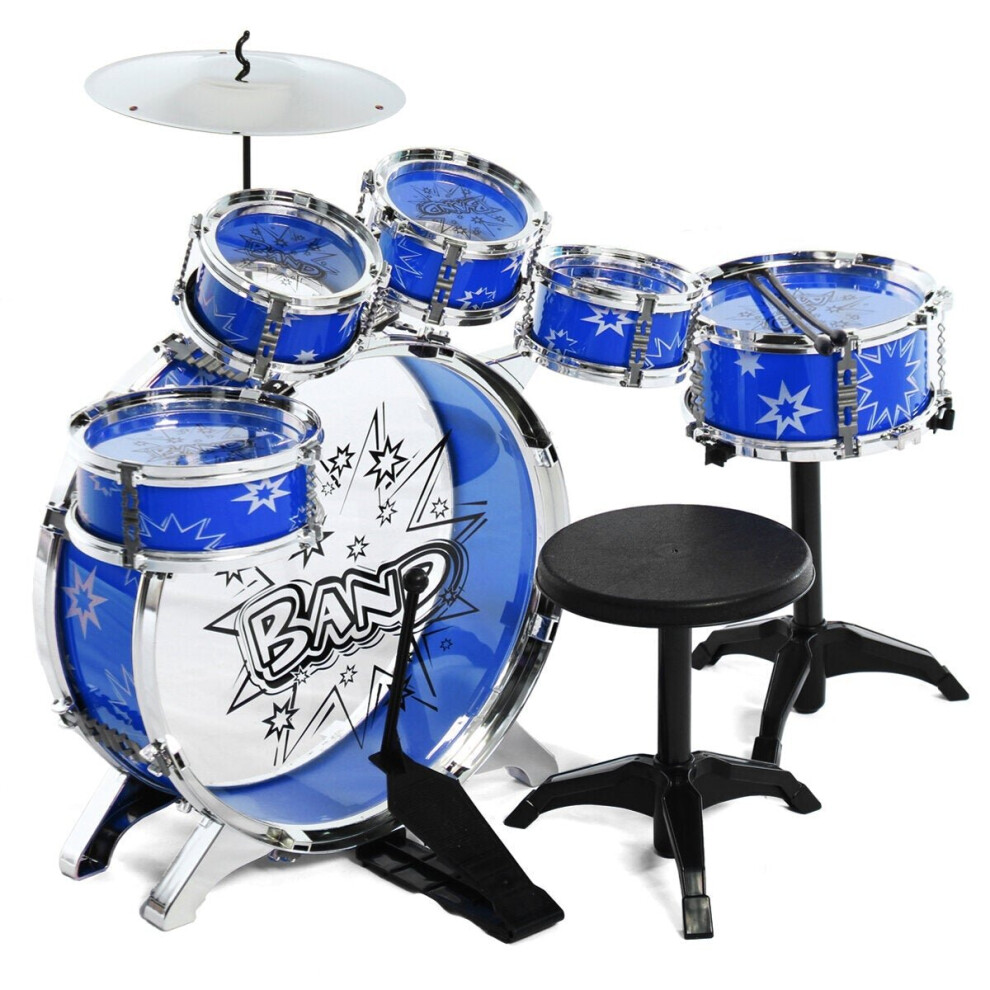(Red) 16x Kids Junior Drum Kit Music Set Children Mini Big Band Jazz Musical Play Toy