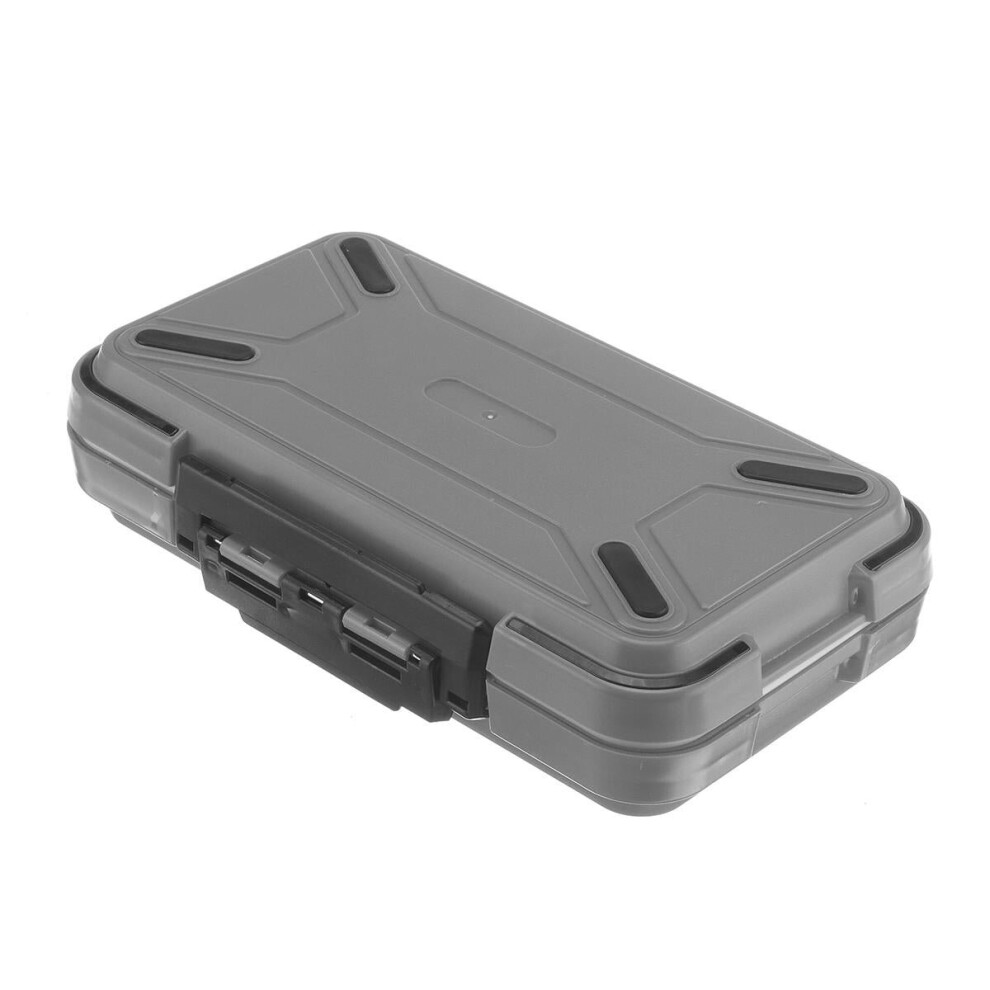 (Grey) Dual-Layer Plastic Fishing Lure Fish Hook Bait Storage Tackle Box Case Organizer