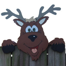 (Elk) Santa Claus Christmas Fence Peeker Decoration Outdoor Garden Decor