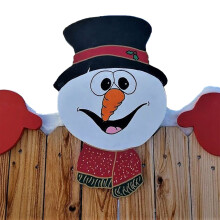 (Snowman) Santa Claus Christmas Fence Peeker Decoration Outdoor Garden Decor