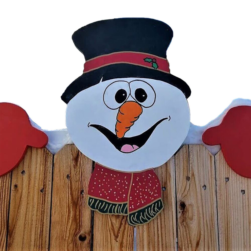 (Snowman) Santa Claus Christmas Fence Peeker Decoration Outdoor Garden Decor