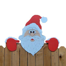 (Santa Claus) Santa Claus Christmas Fence Peeker Decoration Outdoor Garden Decor
