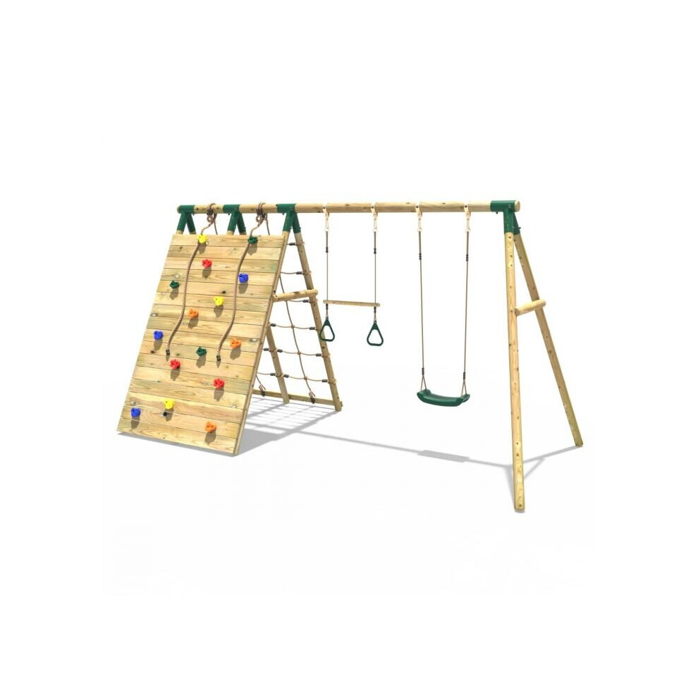 (Pinnacle Green) Rebo Beat The Wall Wooden Swing Set