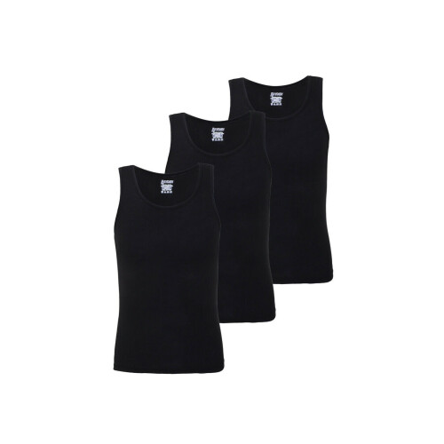 (Black, 2XL) Mens Ribbed 100% Fine Cotton Fitted Slim Fit Athletic Gym Muscle Tank Top Vest (3pcs vest)