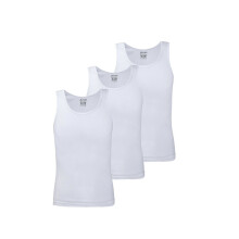(White, XL) Mens Ribbed 100% Fine Cotton Fitted Slim Fit Athletic Gym Muscle Tank Top Vest (3pcs vest)