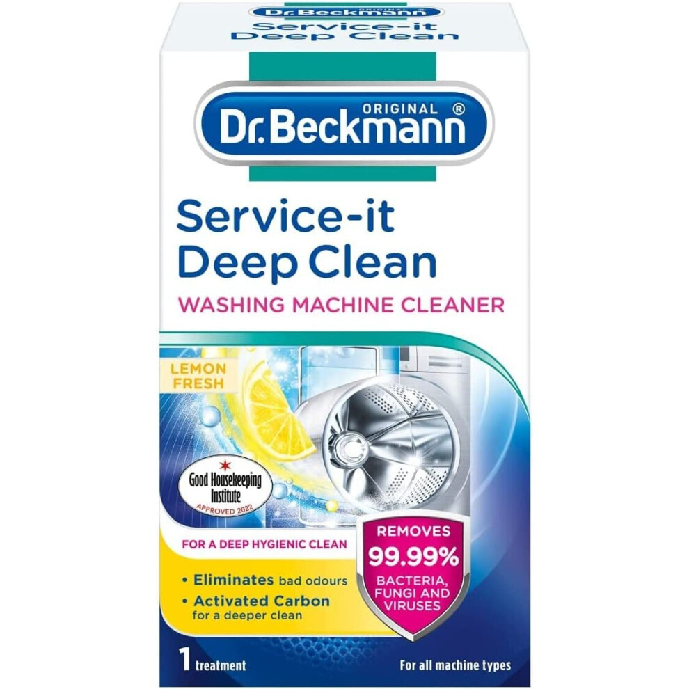 Dr. Beckmann Service-It Deep Clean Washing Machine Cleaner  Removes 99,99 % of Bacteria and Fungi and Viruses  Eliminates Bad Odours  250 G