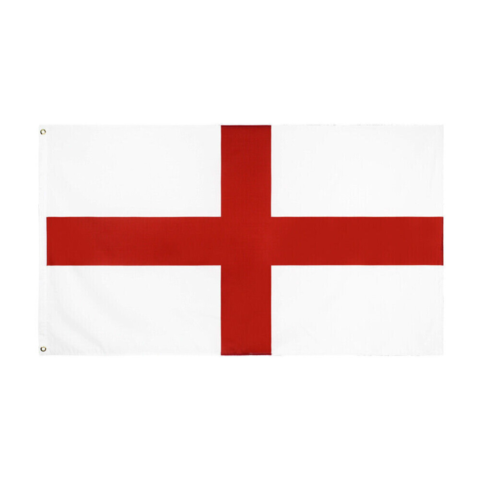 Ameego England St George Cross Football Rugby Flags With Eyelets 5X3ft Red/White