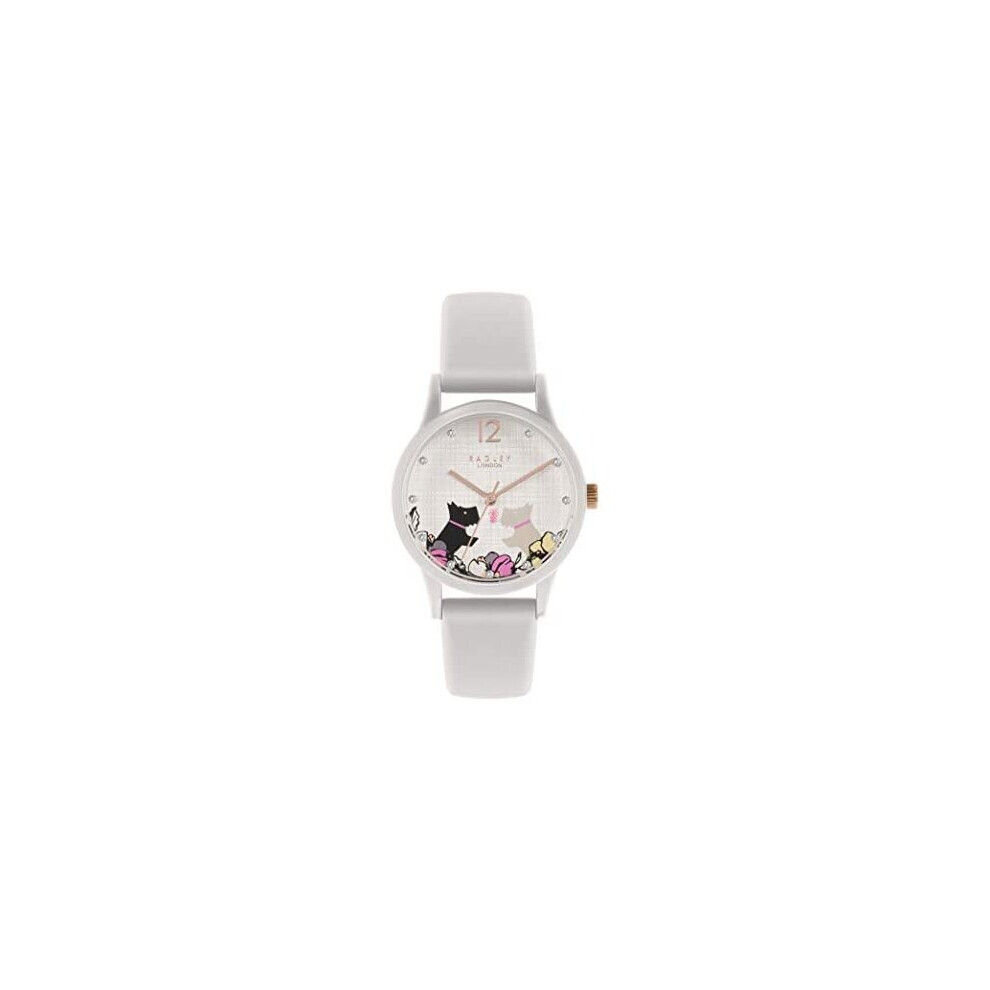 Radley Say It with Flowers Ladies Grey Silicone Strap Floral Kissing Dogs Watch RY2986