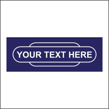 (450 x 150mm - 18 x 6, Magnetic - Vehicle Grade) CM155E Bespoke custom Your Choice Model Railway Totem Station Sign Dark Blue