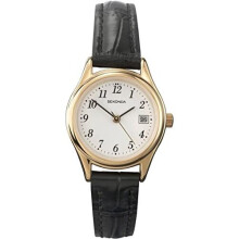 Sekonda Women's Quartz Watch with White Dial Analogue Display and Black Leather Strap 4082.27
