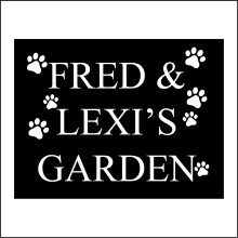 (150 x 100mm - 6 x 4, Sticker / Sav - White Background) CM179 Fred & Lexi's Garden Sign Cat Dog Friend Pet Companion Paw Prints Outside 600mm x 450mm Magnetic - Vehicle Grade