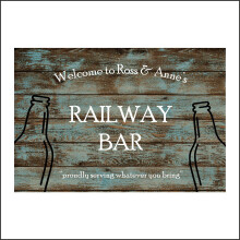 (200 x 150mm - 8 x 6, Sticker / Sav - White Background) CM183 Welcome To Ross & Anne's Railway Bar Sign Train Carriage Gift Custom 600mm x 450mm Magnetic - Vehicle Grade