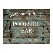 (300 x 200mm - 12 x 8, Sticker / Sav - White Background) CM192 Welcome To Ross's Poolside Bar Sign Fun Swim Games Splash Water Custom 600mm x 450mm Magnetic - Vehicle Grade
