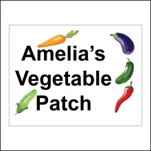 (600 x 450mm - 24 x 18, Sticker / Sav - White Background) CM283 Amelia's Vegetable Patch Sign Personalise Garden Name Choice Words Dig 600mm x 450mm Magnetic - Vehicle Grade