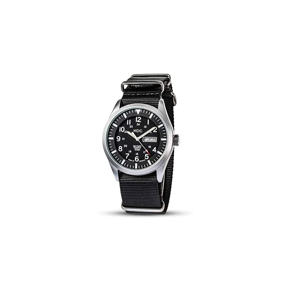 MDC Mens Military Watch, Date & Day 12/24 Hour Display Wrist Watches for Men, Outdoor Sport Tacital Wristwatch, 5 ATM Waterproof with NATO Strap