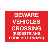 (150 x 100mm - 6 x 4, Dibond / Composite Aluminium) CS021 BEWARE VEHICLES CROSSING TRAFFIC CONTROL BUILDING CONSTRUCTION SLOW SIGN