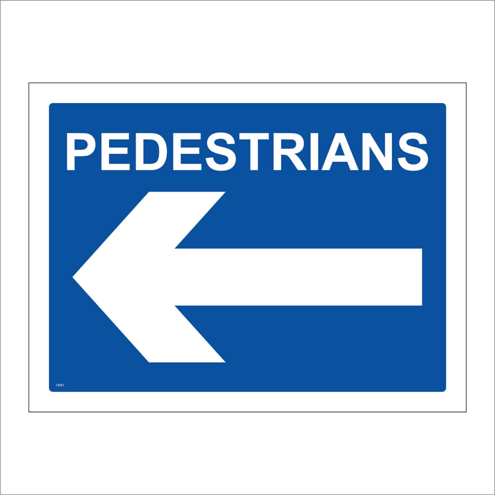 (300 x 200mm - 12 x 8, Dibond / Composite Aluminium) CS057 Pedestrians Left Arrow SIGN footpath pavement hazard people site other-image-OPC-P5WJTZP-NEW