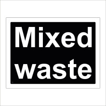 (300 x 200mm - 12 x 8, Dibond / Composite Aluminium) CS198 Mixed Waste Recycling SIGN general skip container bin rubbish building