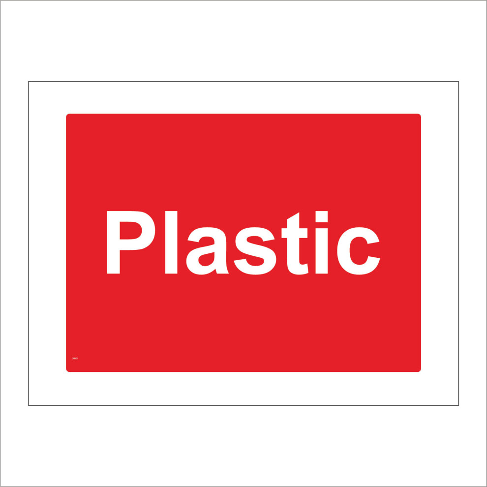 (600 x 450mm - 24 x 18, Dibond / Composite Aluminium) CS207 Plastic Recycling SIGN construction office waste bin container skip area-image-OPC-P5WK7RF-NEW