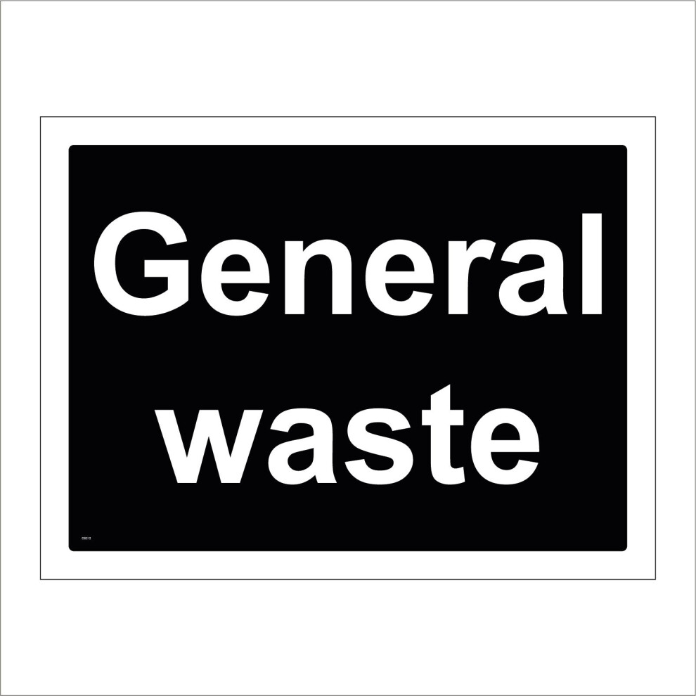 (200 x 150mm - 8 x 6, Sticker / Sav - White Background) CS212 General Waste SIGN office trade building construction recycling bin skip-image-OPC-P5WK85D-NEW
