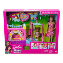Barbie Skipper Babysitters Inc. Bouncy Castle Playset: Rainbow Bounce House, Slide, Swing, Ball Pit & Tricycle
