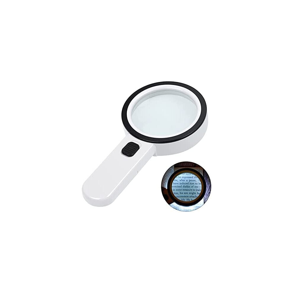 Aixpi Light Magnifying Glass With 30X Handheld Large Magnifying Glass 12 Led Illuminated Ed Magnifier For Macular Degeneration, Seniors Reading,