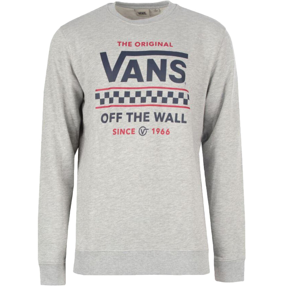 (M, Grey) Vans Mens Stackton Crew Neck Cotton Pullover Jumper Sweatshirt Top